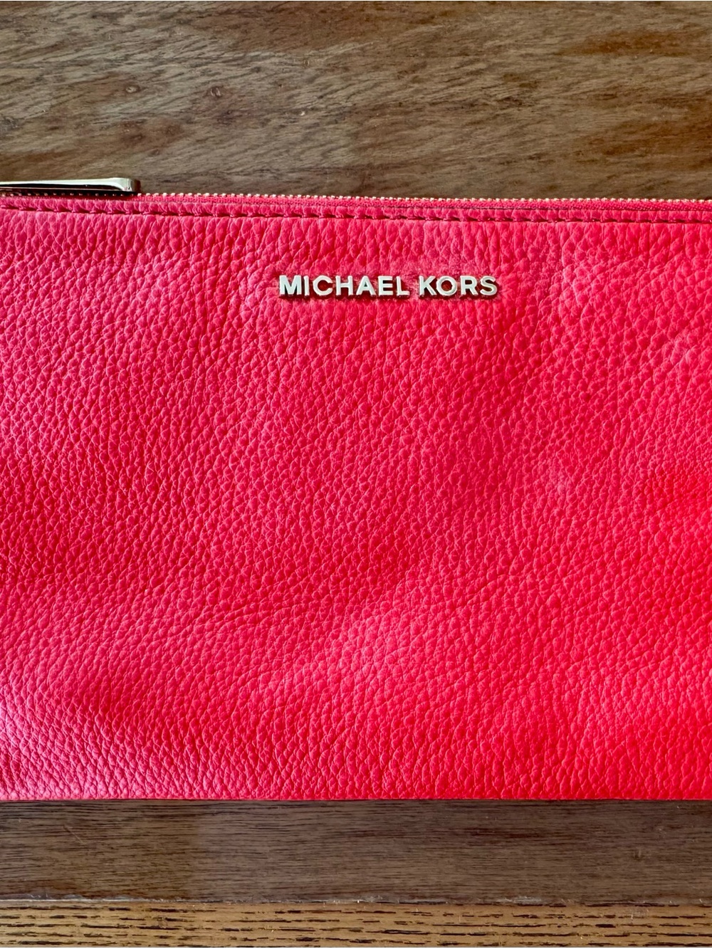 Michael Kors Red Pebbled Leather Wristlet Clutch